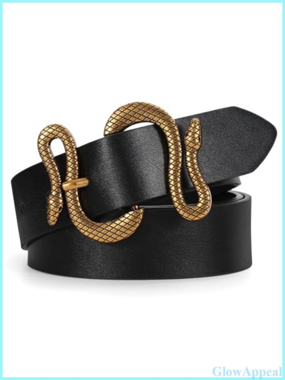 Women Leather Belt Snake Buckle Fashion Belt for Jeans Pants Dresses